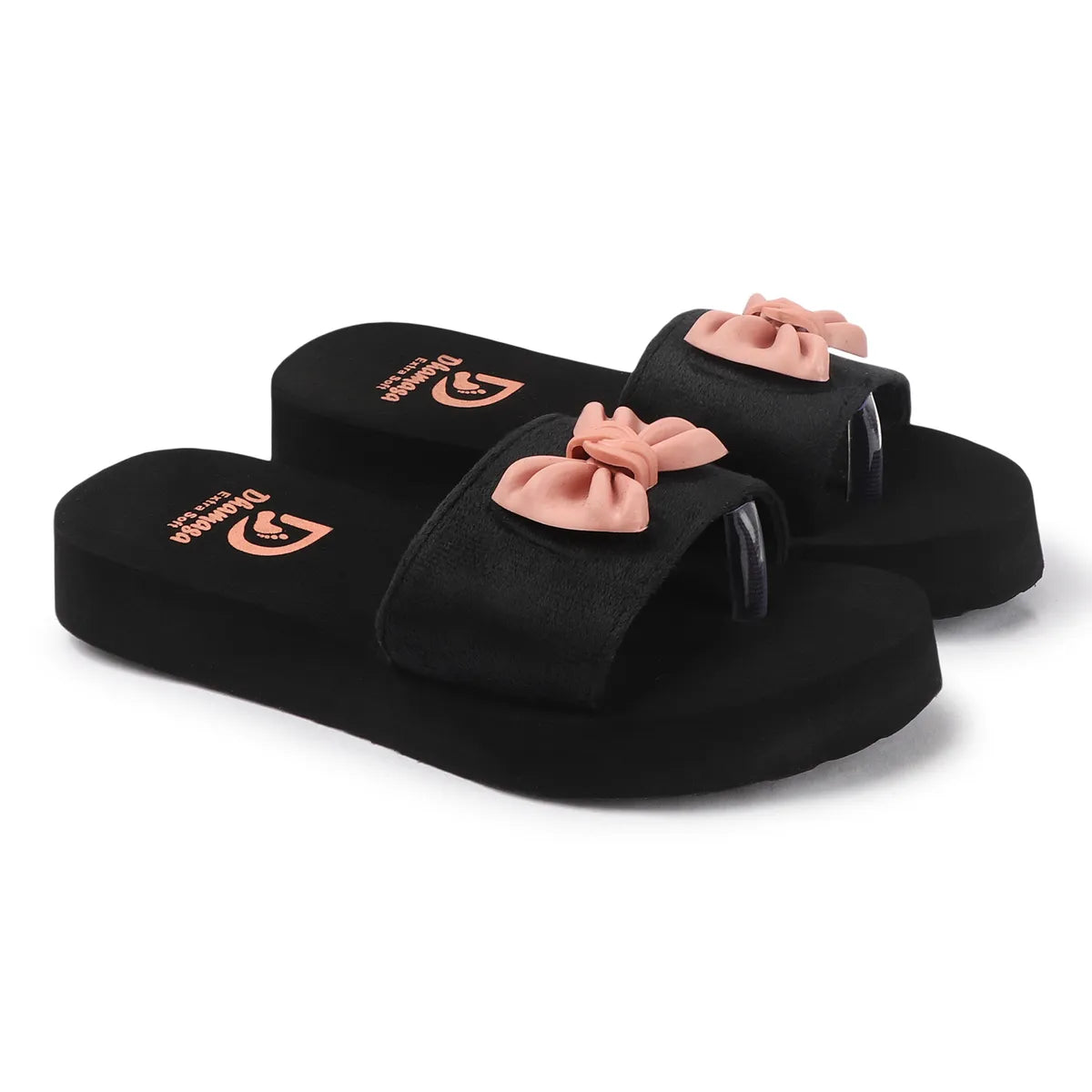 Dhamasa Blush Bow Comfort Slides for Women