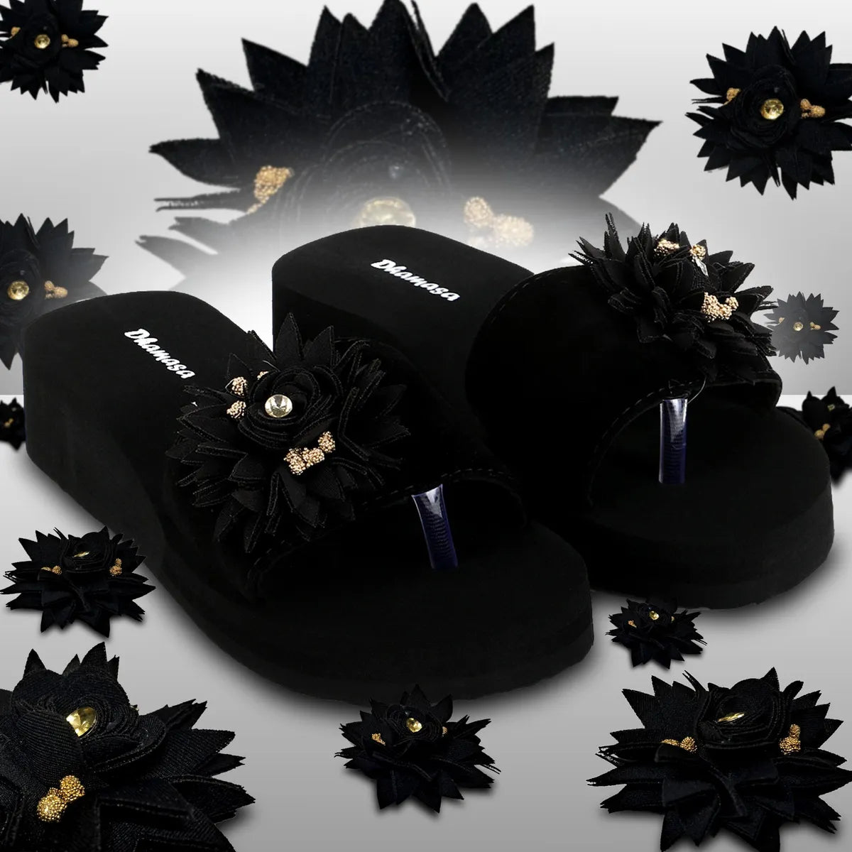Dhamasa Women’s Midnight Blossom Casual Comfort Slippers