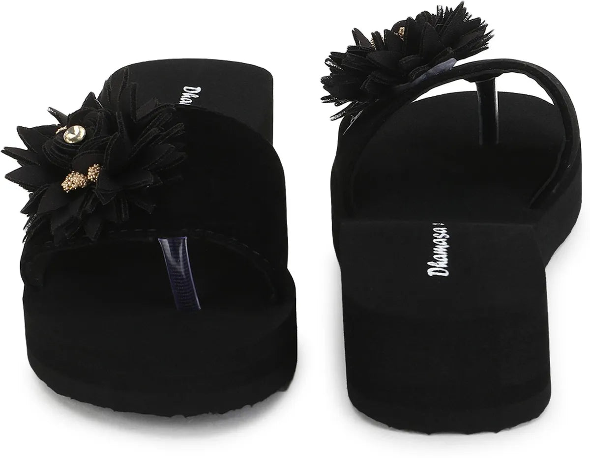 Dhamasa Women’s Midnight Blossom Casual Comfort Slippers