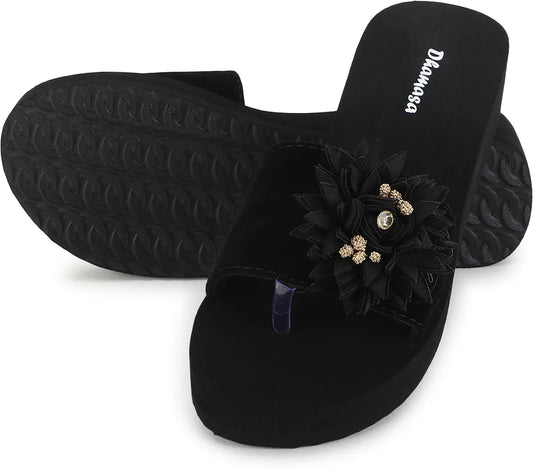Dhamasa Women’s Midnight Blossom Casual Comfort Slippers