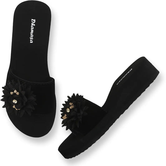 Dhamasa Women’s Midnight Blossom Casual Comfort Slippers
