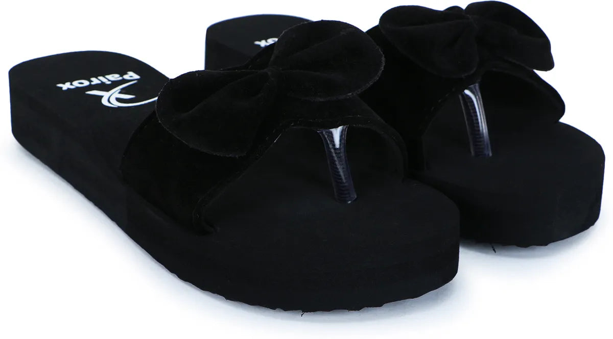 Dhamasa Midnight Bow Luxe Platform Slippers For Women