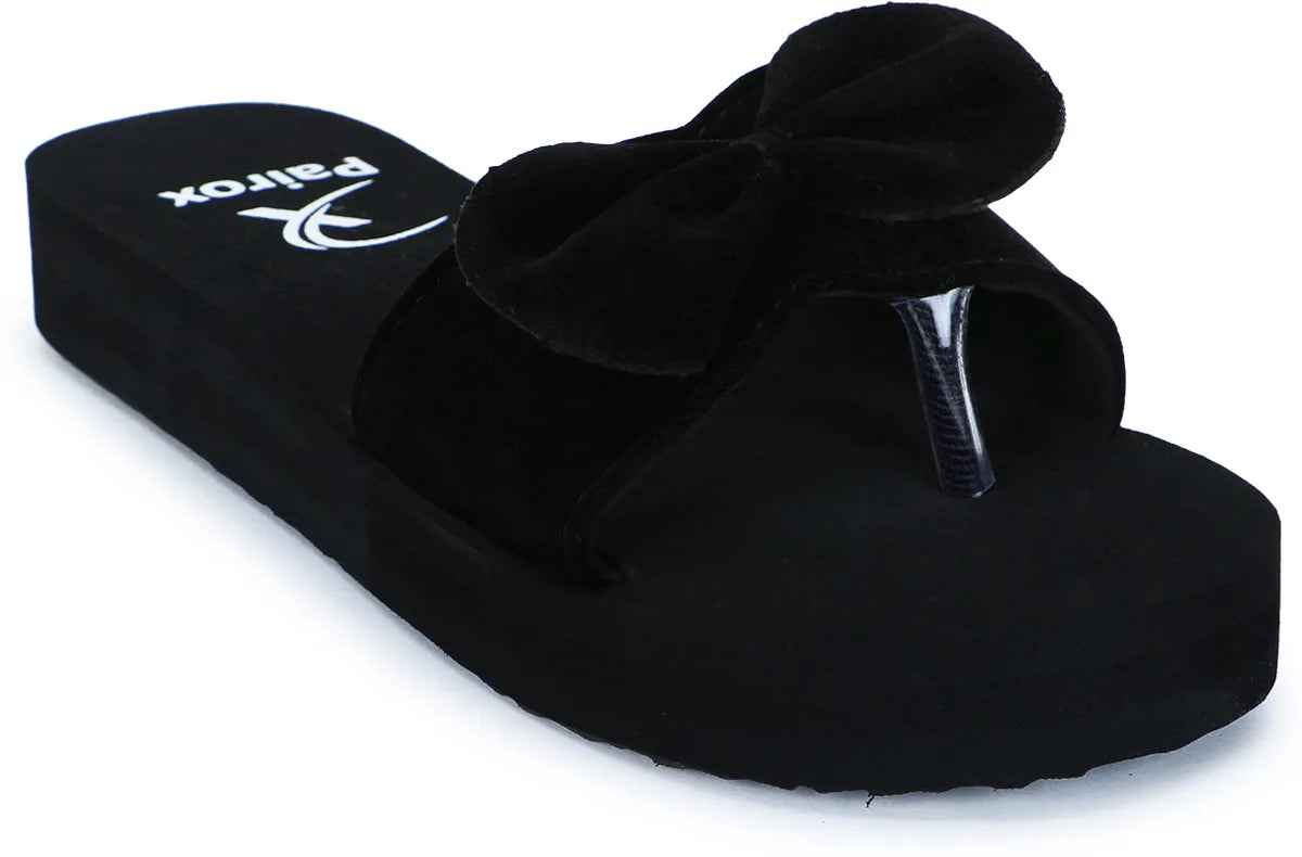Dhamasa Midnight Bow Luxe Platform Slippers For Women