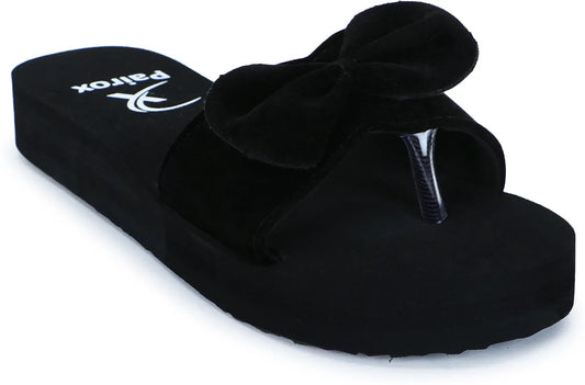 Dhamasa Midnight Bow Luxe Platform Slippers For Women