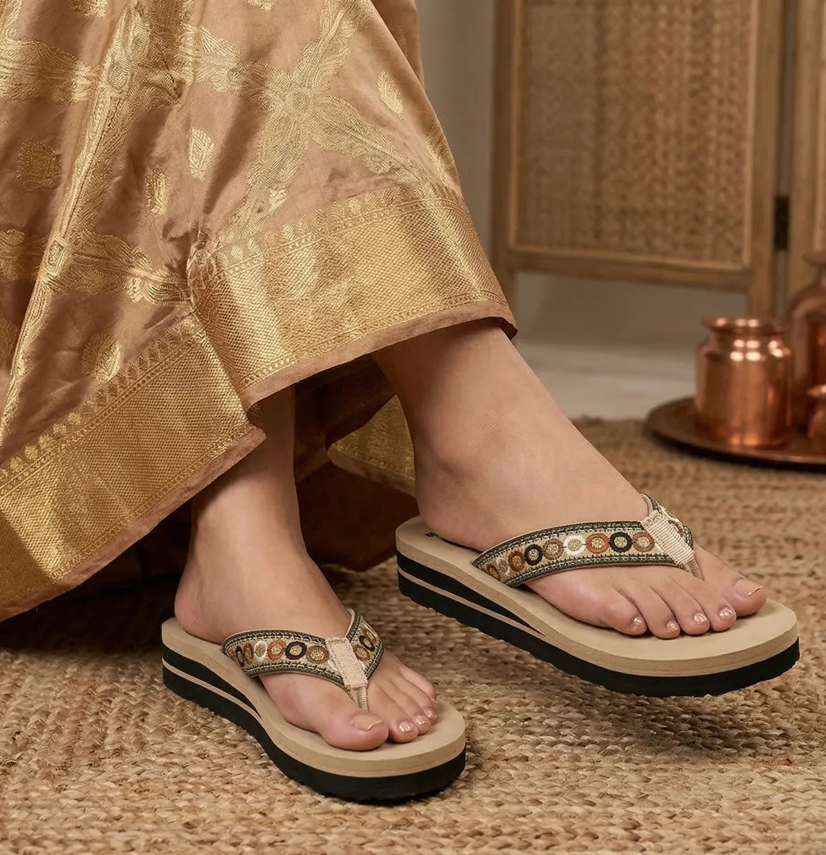 Dhamasa Embroidered Daily Wear Slippers for Women