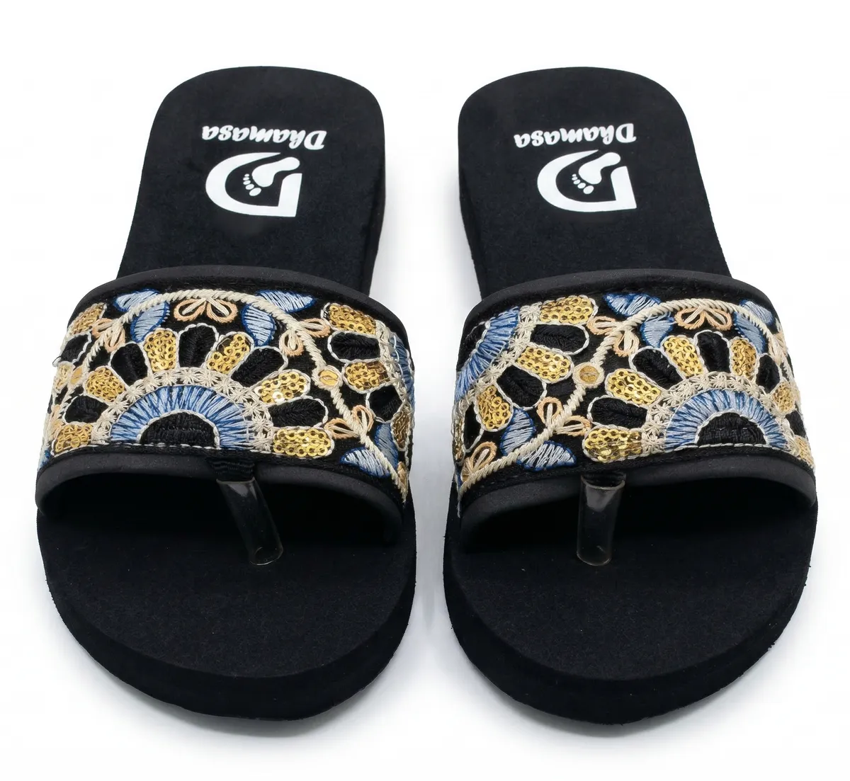 Dhamasa Midnight Royale Embroidered Comfort Sliders for Women
