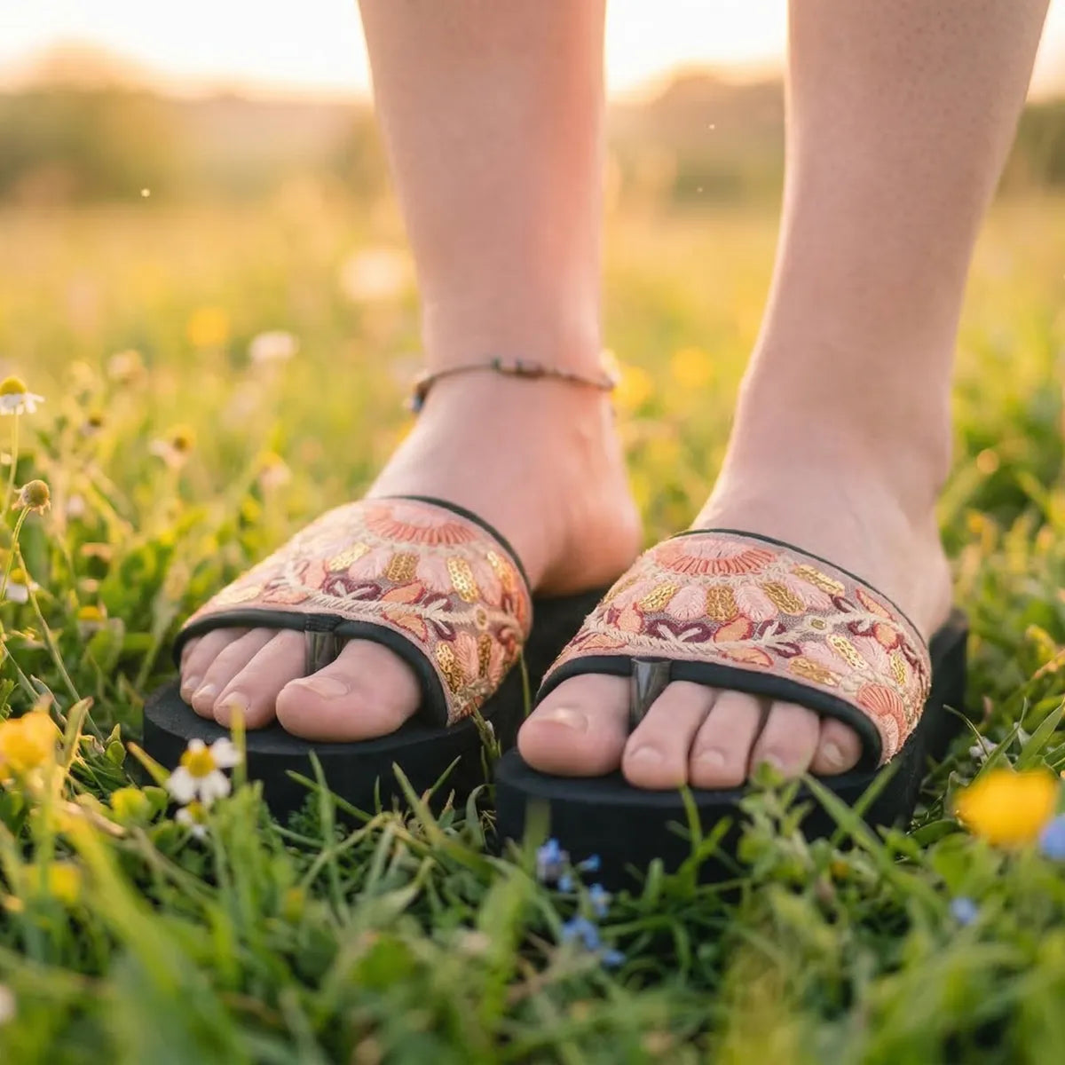 Dhamasa Ethnic Grace Embroidered Flip Flops