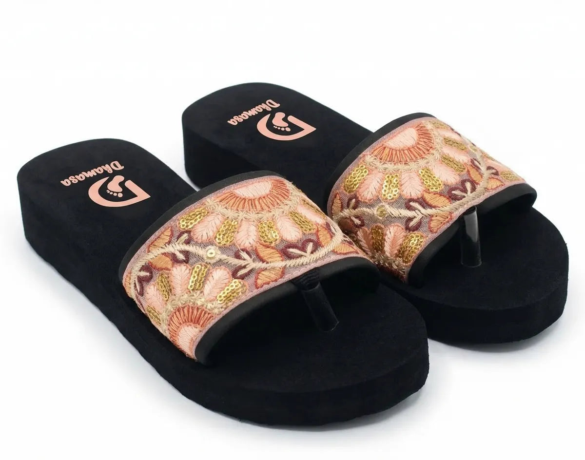 Dhamasa Ethnic Grace Embroidered Flip Flops