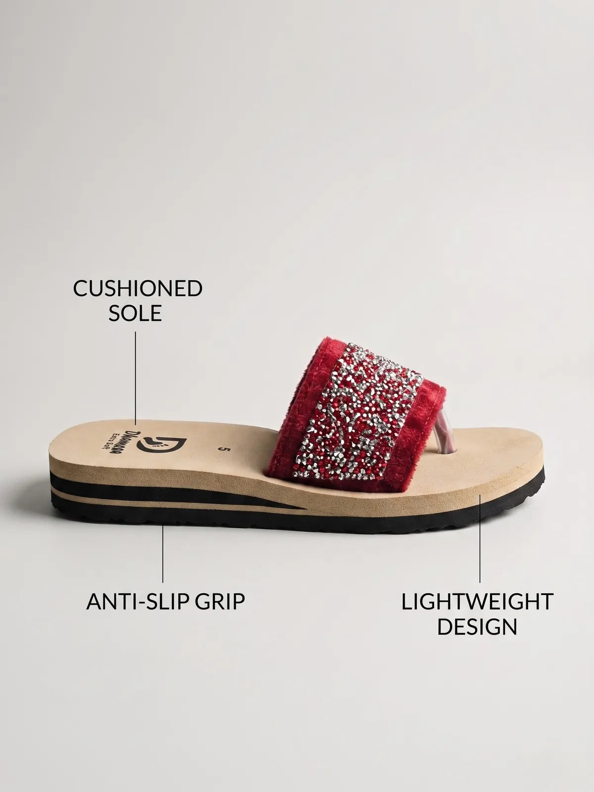 Dhamasa Crimson Glam Comfort Sliders – Stylish Daily Wear Flats