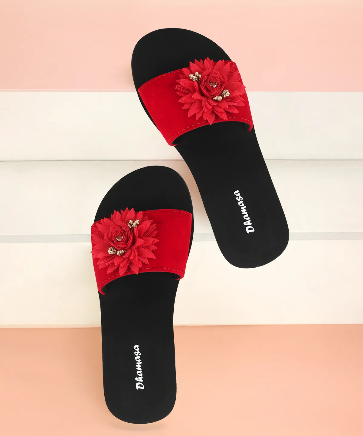 Dhamasa Women’s Red Blossom Casual Comfort Slippers