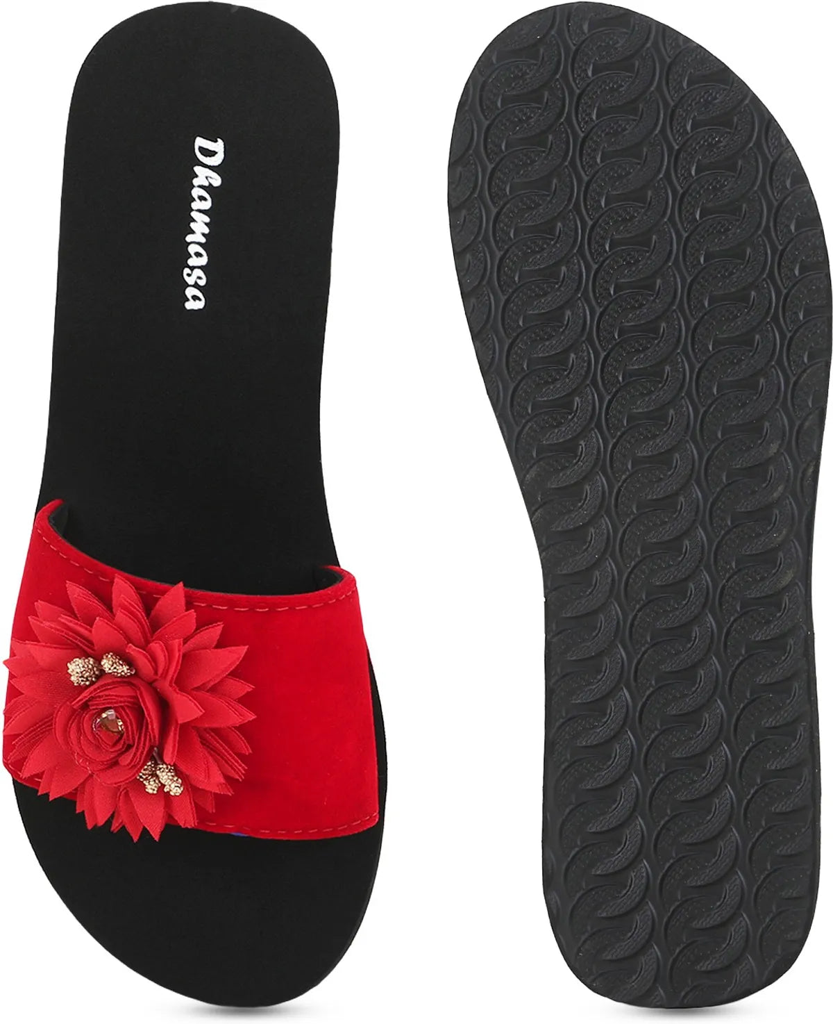 Dhamasa Women’s Red Blossom Casual Comfort Slippers