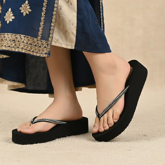 Dhamasa Korean Style Platform Slippers for Women – Soft Casual Flip Flops